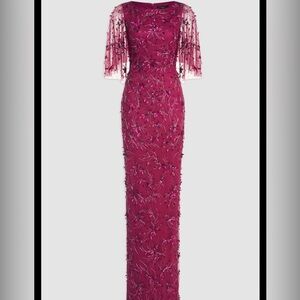 Theia Romina Beaded Petal Gown Sz 8 like new